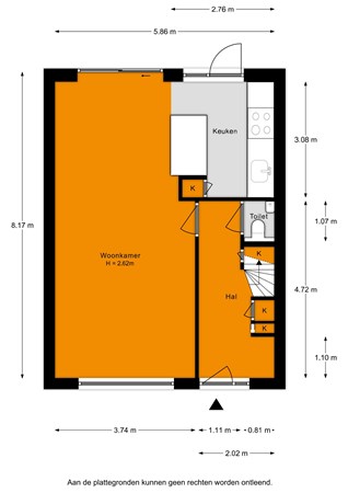 Floorplan - Dr. A. Schweitzerstraat 17, 2461 AX Ter Aar